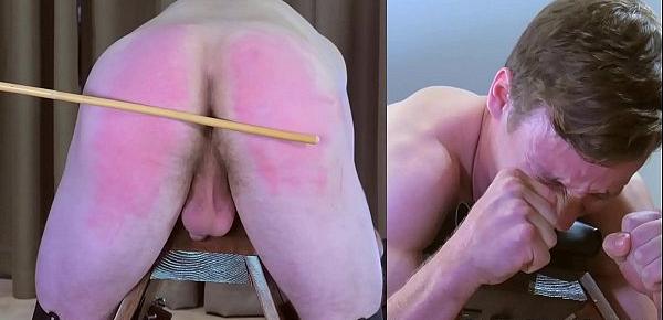  Muscular Hung Straight Jock is Tied to a Spanking Bench for a Hard Spanking from a Gay Man